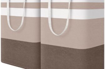 HomeHacks 2-Pack Large Laundry Basket, Waterproof, Freestanding Laundry Hamper, Collapsible Tall Clothes Hamper with Extended Handles for Clothes Toys in the Dorm and Family (Brown, 75L)