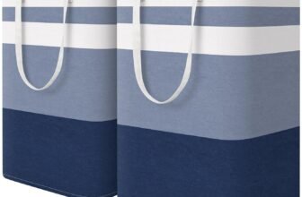 HomeHacks 2-Pack Large Laundry Basket, Waterproof, Freestanding Laundry Hamper, Collapsible Tall Clothes Hamper with Extended Handles for Clothes Toys in the Dorm and Family (Blue, 75L)