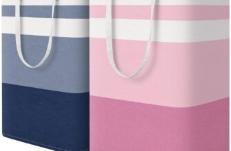 HomeHacks 2 Pack Large Laundry Baskets, Waterproof, Freestanding Laundry Hampers, Collapsible Clothes Hamper with Reinforced Handles in Laundry, College Dorm, Bathroom, Bedroom (Blue+Pink, 75Lx2)