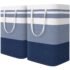 HomeHacks 2 Pack Large Laundry Baskets, Waterproof, Freestanding Laundry Hampers, Collapsible Clothes Hamper with Reinforced Handles in Laundry, College Dorm, Bathroom, Bedroom (Blue+Pink, 75Lx2)
