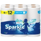 Sparkle Pick-A-Size Paper Towels, 6 Double Rolls (660 Sheets Total) – Strong 2-Ply Towels for Kitchen Cleanup and Everyday Messes